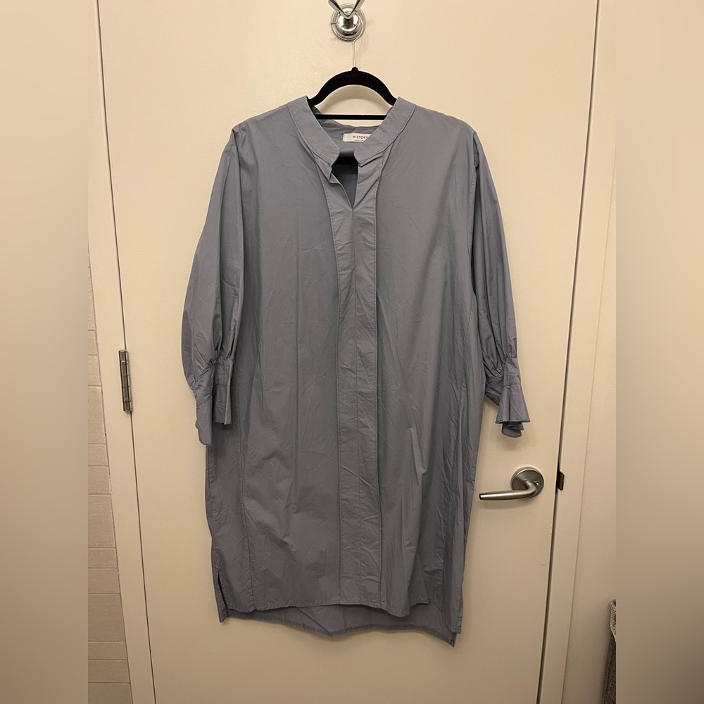 Light Grey Blue Long Sleeve Dress